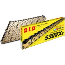 Цепь приводная DID 530 VX3 (X-ring) G&B золотая